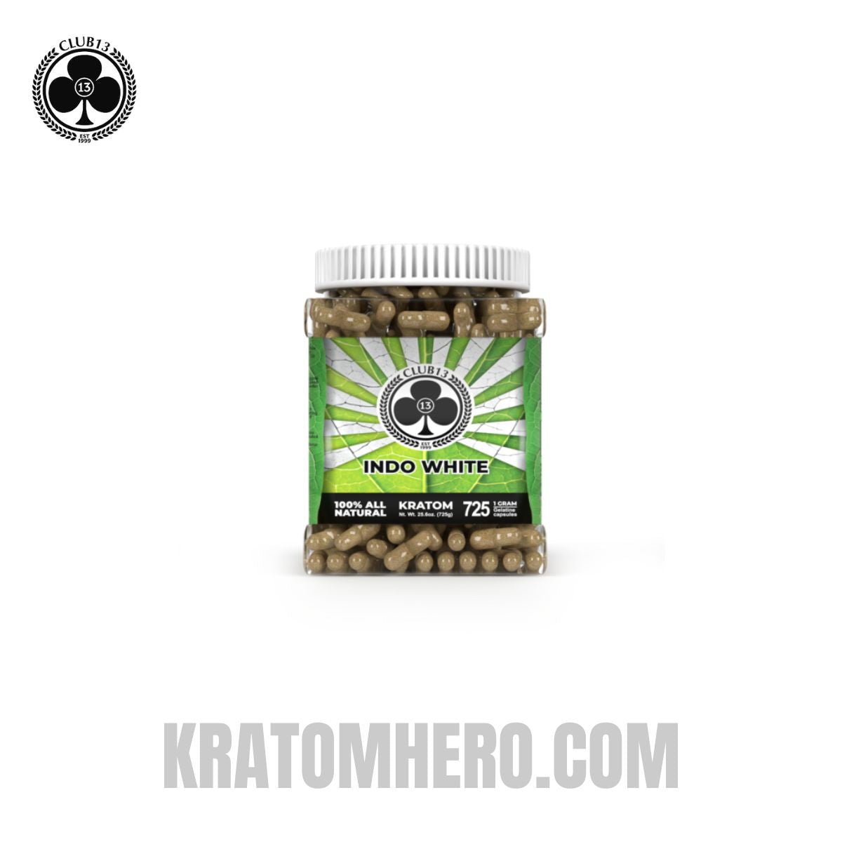 Club 13 Indo White Kratom Capsules - 725 Capsules