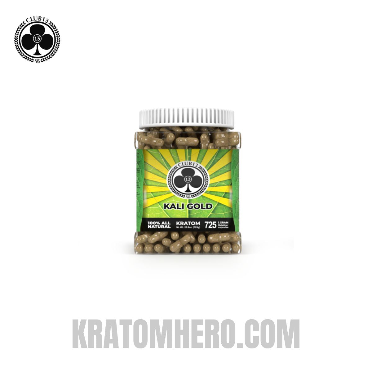 Club 13 Kali Gold Kratom Capsules - 725 Capsules