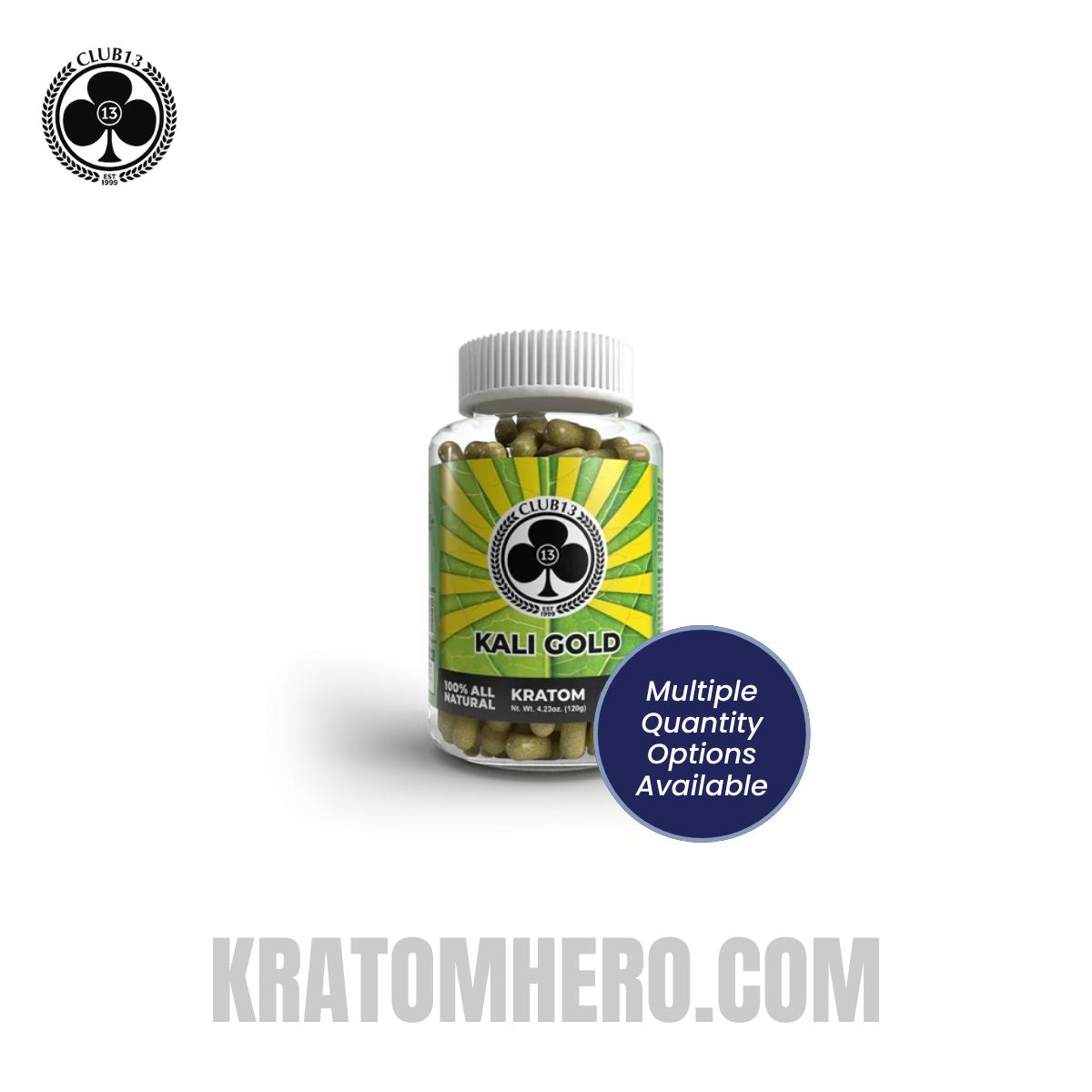Club 13 Kali Gold Kratom Capsules - Multiple Quantity Options