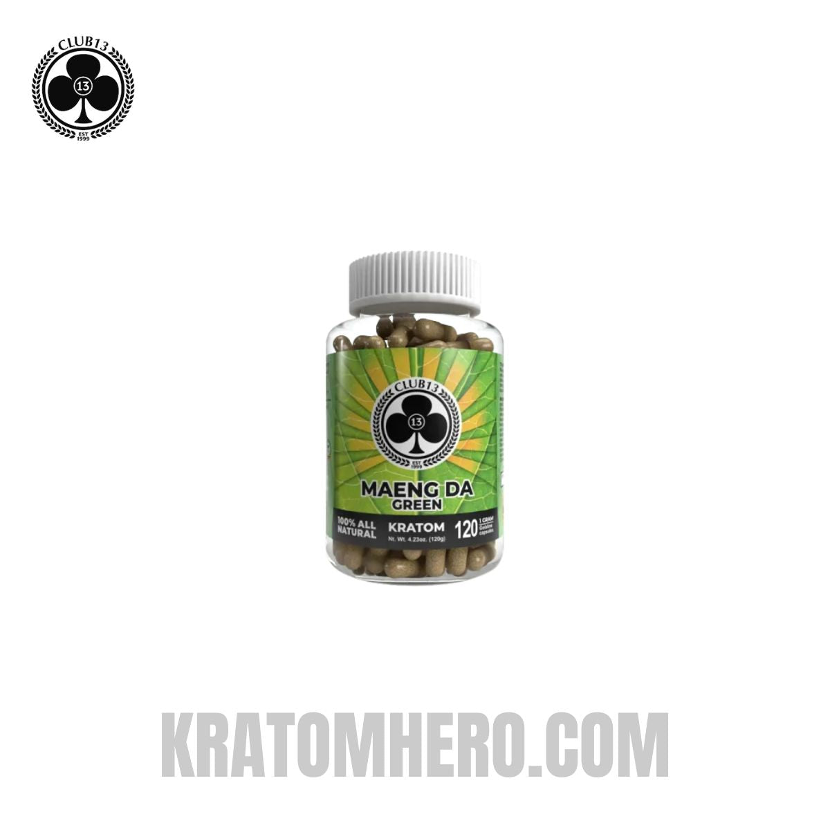 Club 13 Maeng Da Green Kratom Capsules - 120 Capsules