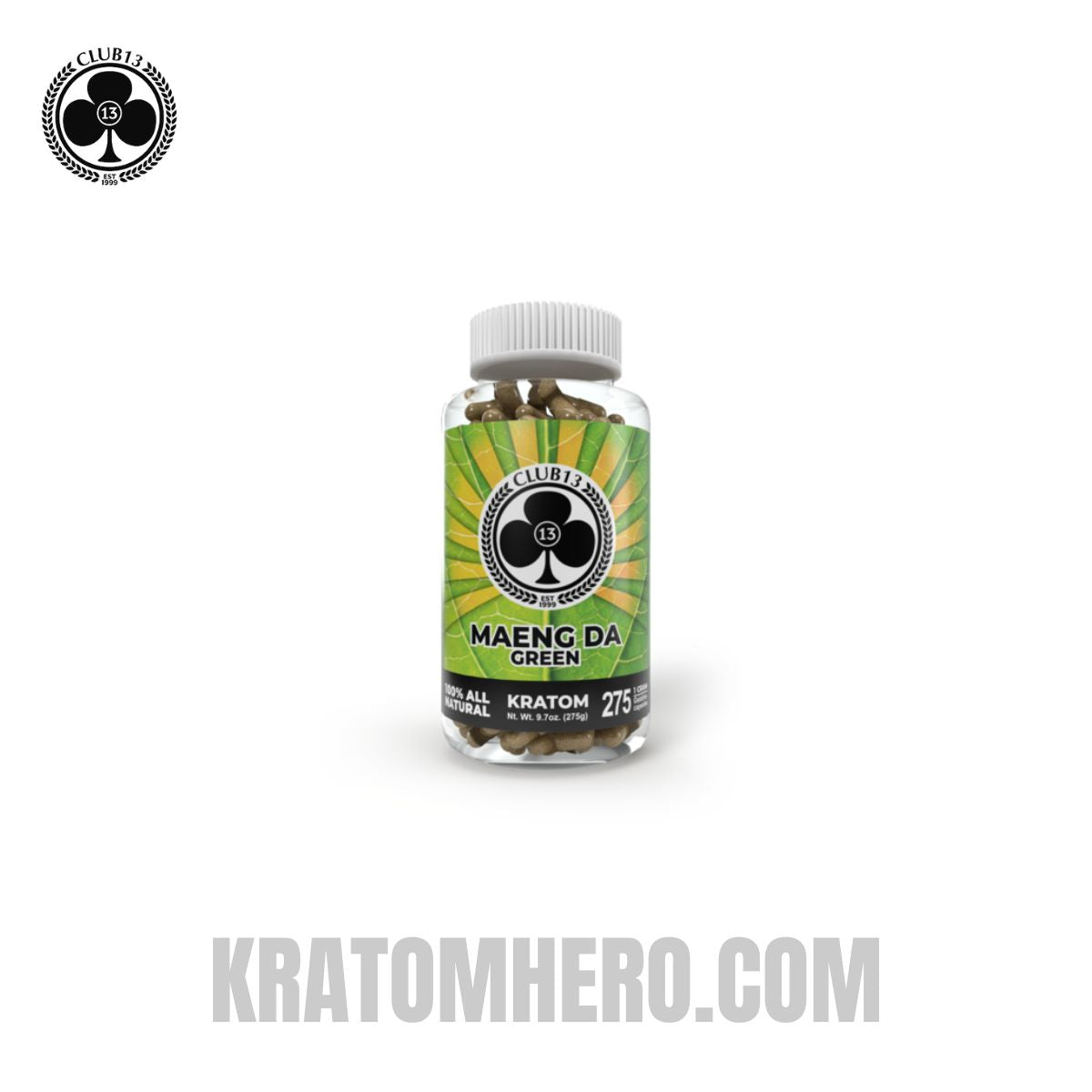 Club 13 Maeng Da Green Kratom Capsules - 275 Capsules