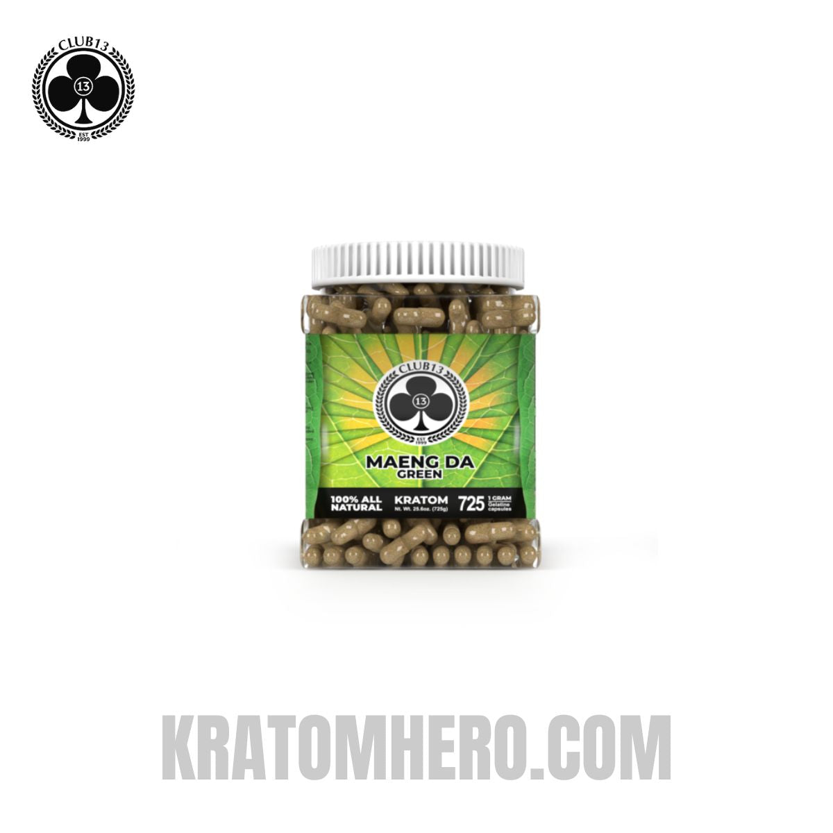 Club 13 Maeng Da Green Kratom Capsules - 725 Capsules