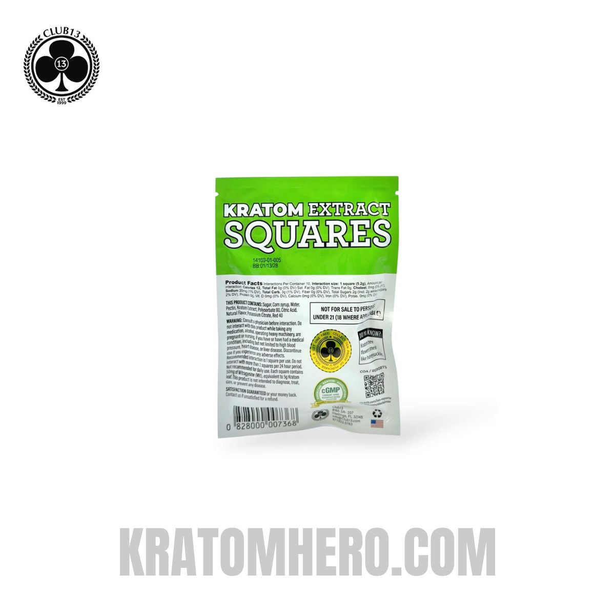 Club 13 Red Apple Extract Kratom Gummies - 4Ct Back Side View