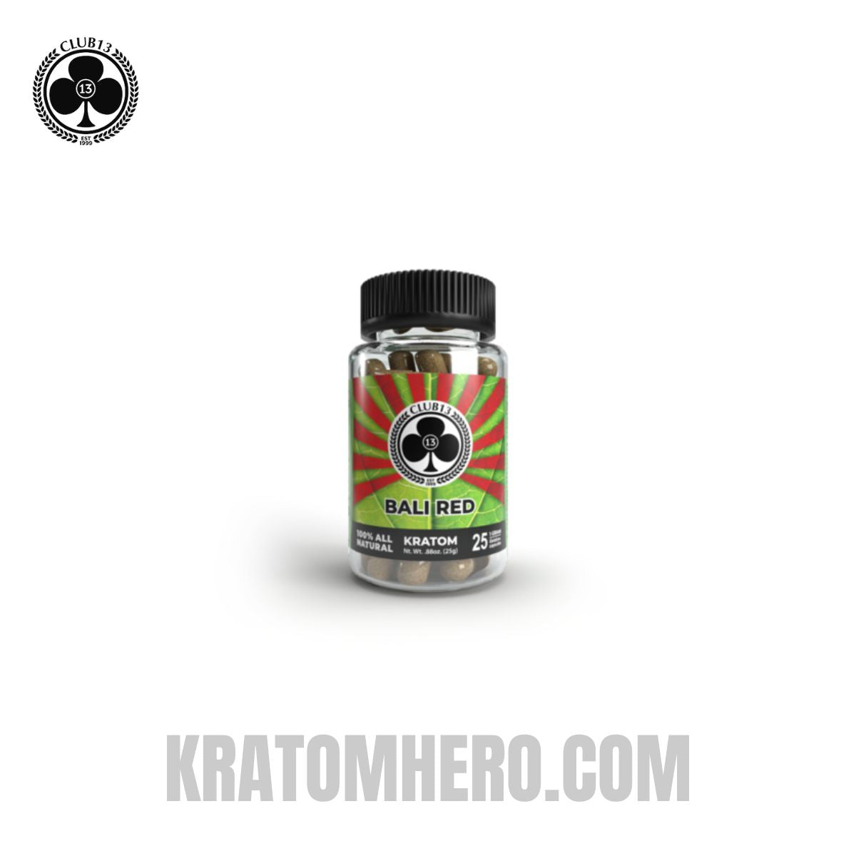 Club 13 Red Bali Kratom Capsules - 25 Capsules