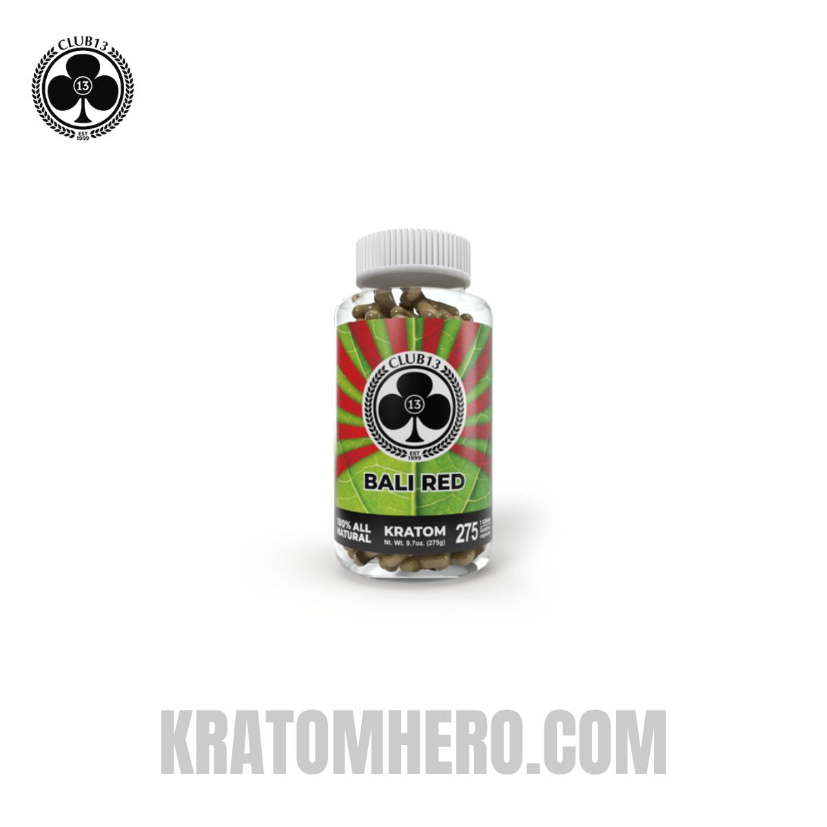 Club 13 Red Bali Kratom Capsules - 275 Capsules