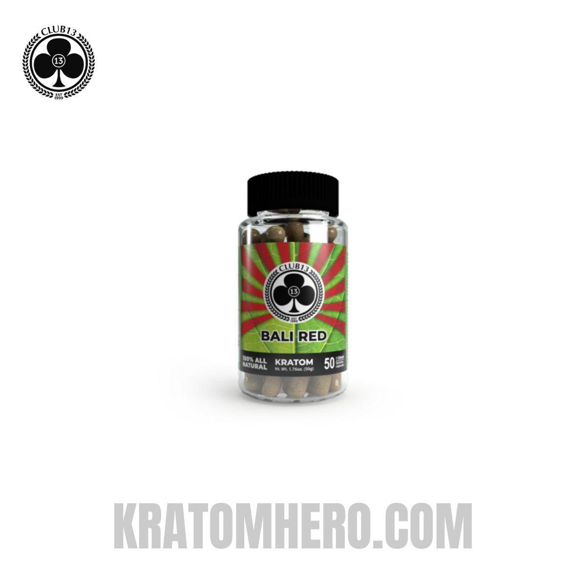 Club 13 Red Bali Kratom Capsules - 50 Capsules