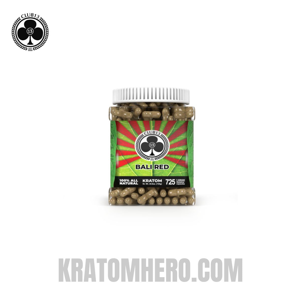Club 13 Red Bali Kratom Capsules - 725 Capsules