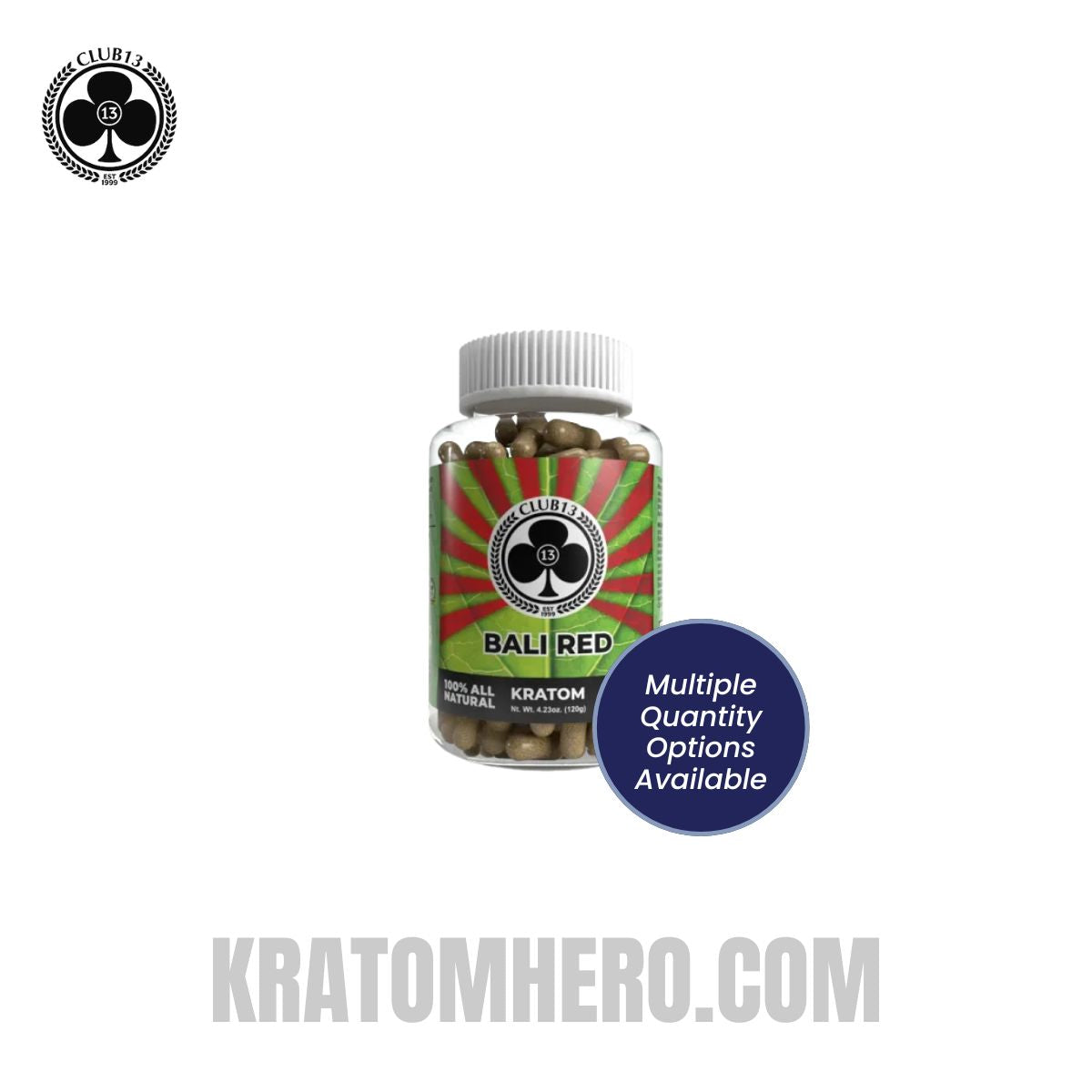 Club 13 Red Bali Kratom Capsules - Multiple Quantity Options