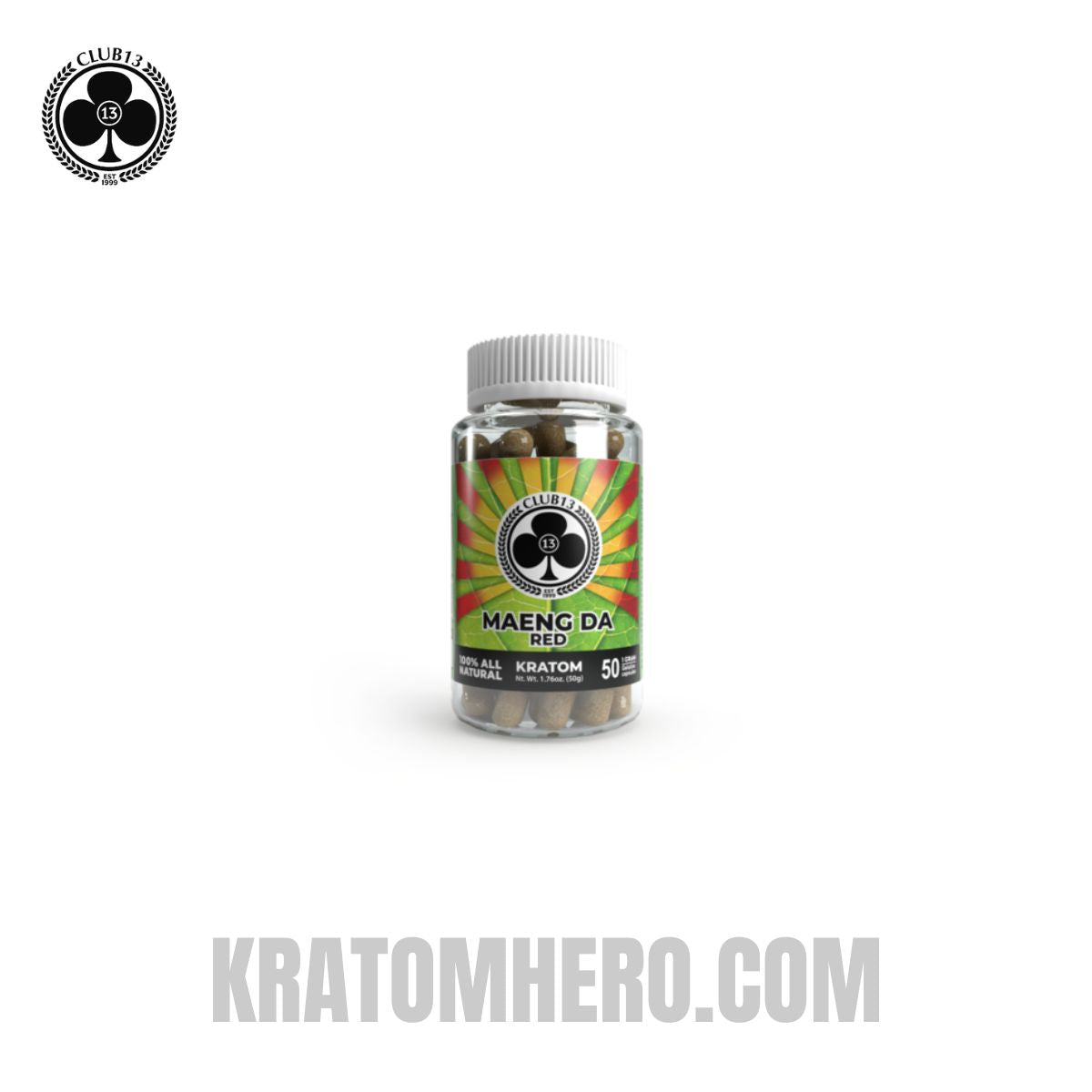 Club 13 Red Maeng Da Kratom Capsules - 50 Capsules