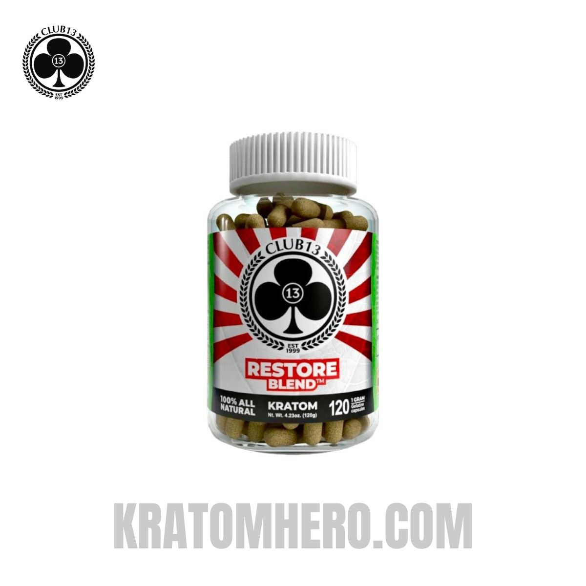 Club 13 Restore Blend Kratom Capsules - 120 Capsules