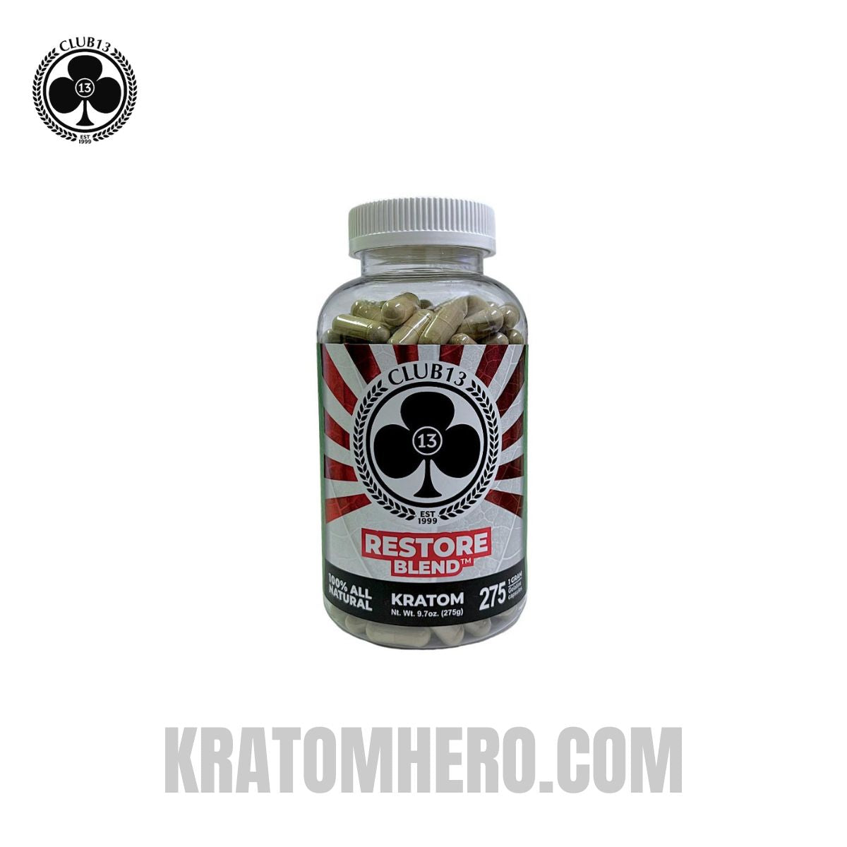 Club 13 Restore Blend Kratom Capsules - 275 Capsules