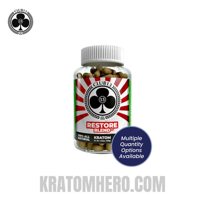 Club 13 Restore Blend Kratom Capsules - Multiple Quantity Options