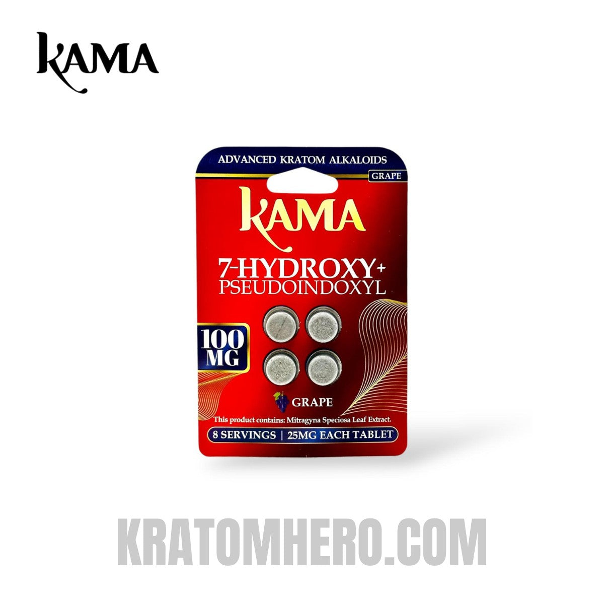 Kama Kratom 7-Hydroxy + Pseudo Chewable Tablets Grape 25mg