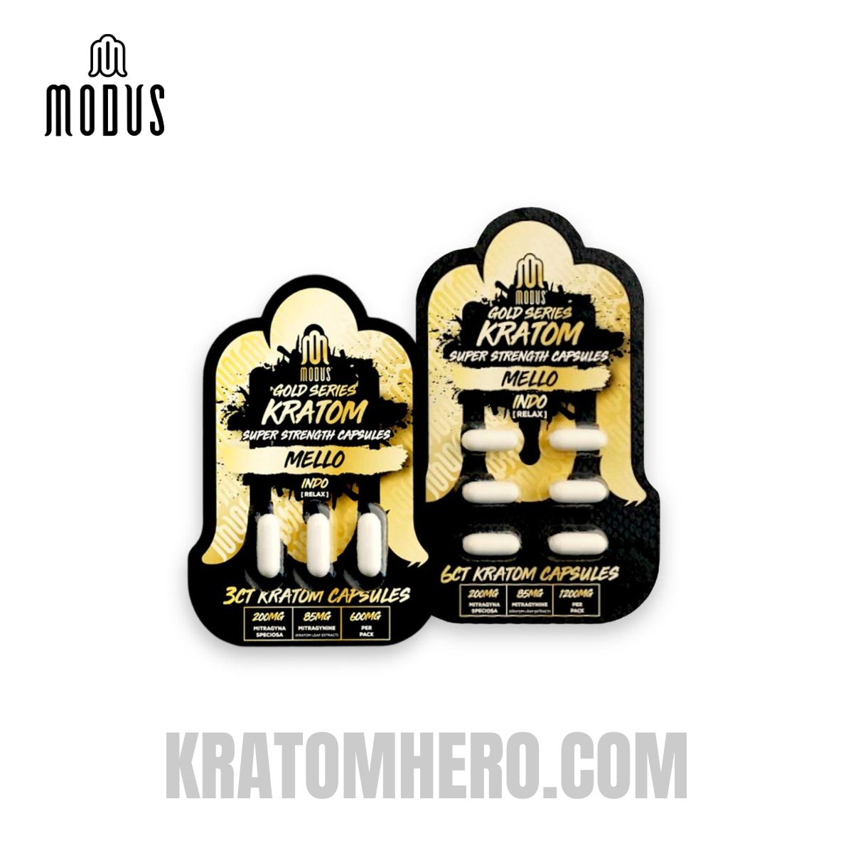 Modus Kratom Capsules Gold Series Super Strength Mello Indo Relax