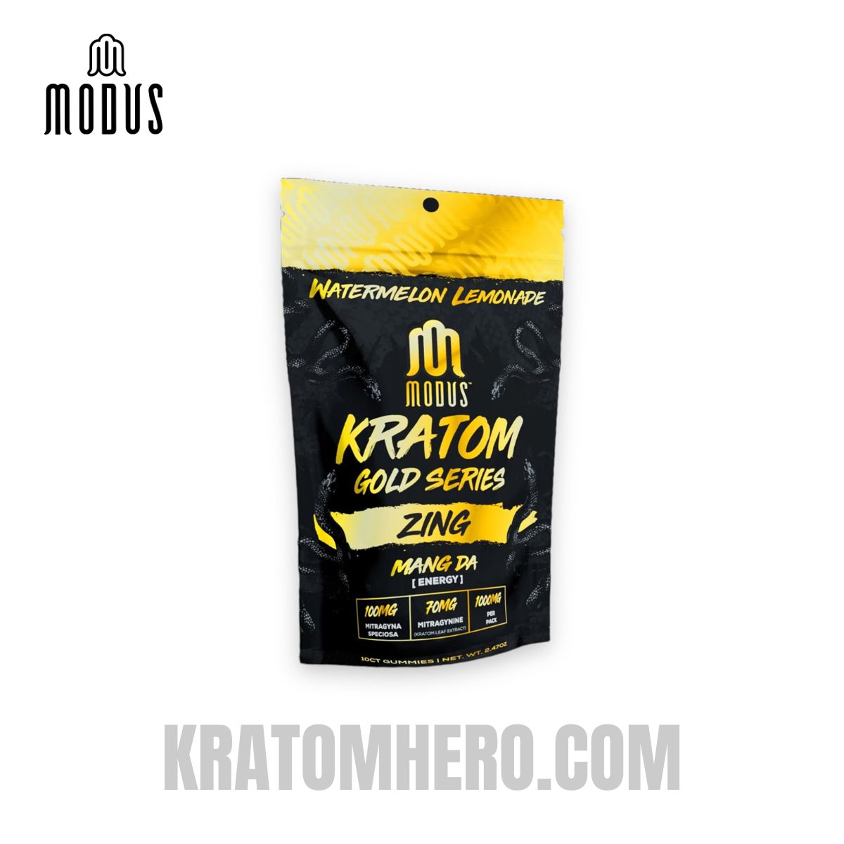 Modus Kratom Gummies Gold Series Zing Maeng Da Energy Watermelon Lemonade 10ct