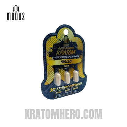 Modus Kratom Capsules Gold Series Super Strength Mello Indo Relax - 3ct