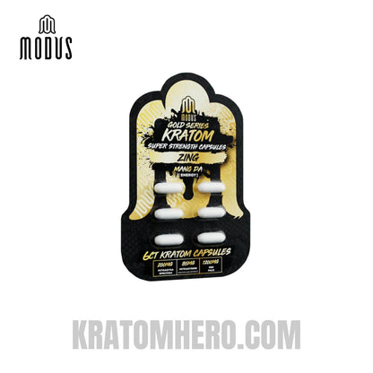 Modus Kratom Capsules Gold Series Super Strength Zing Maeng Da Energy - 6ct