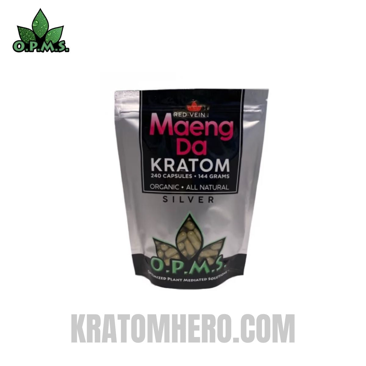 OPMS Silver Red Vein Maeng Da Kratom Capsules