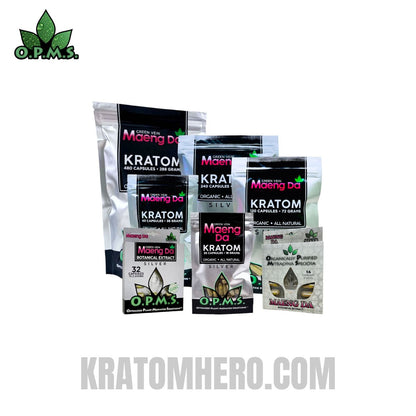 OPMS Green Vein Maeng Da Kratom Capsules - All Pack