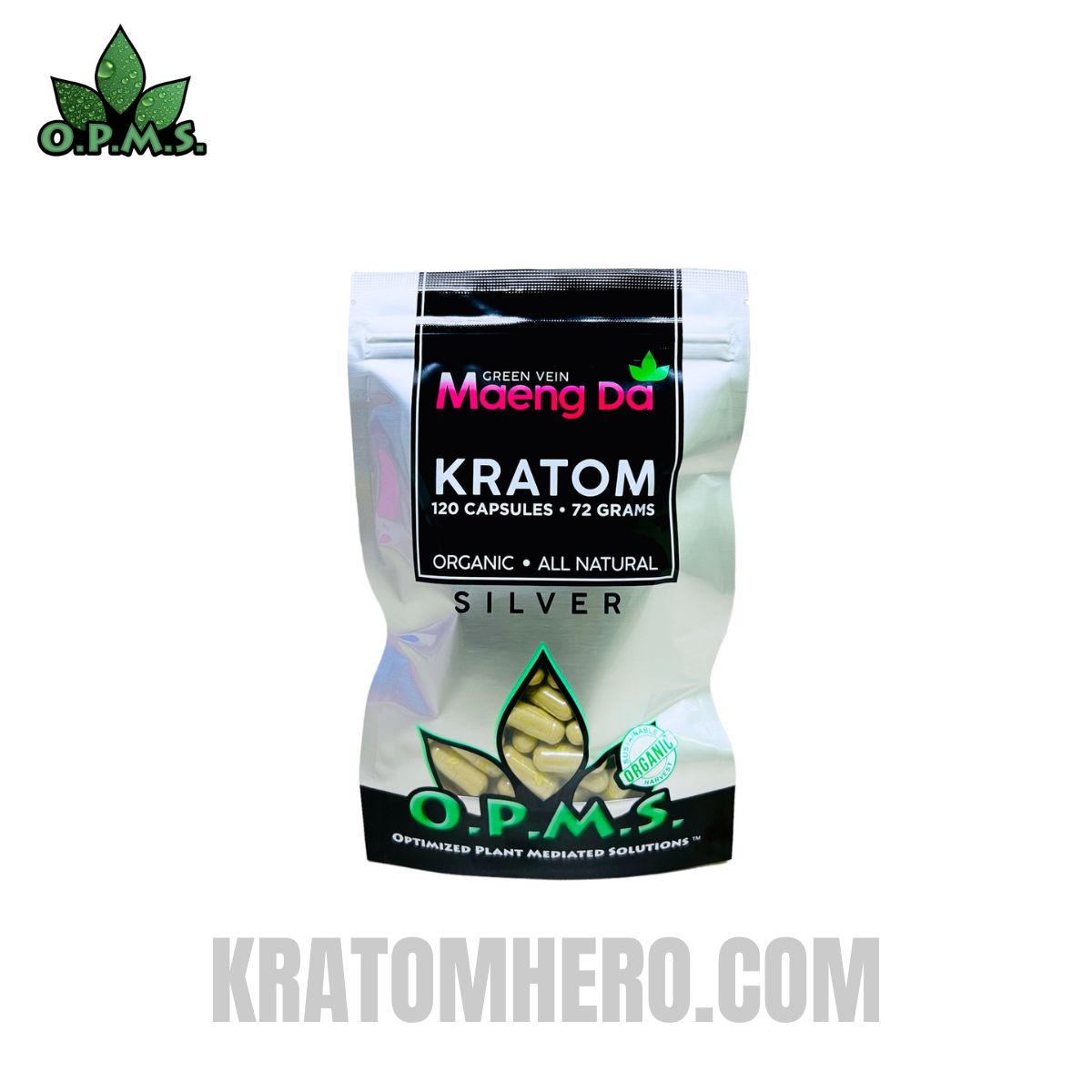 OPMS Green Vein Maeng Da Kratom Capsules - 120 Capsules
