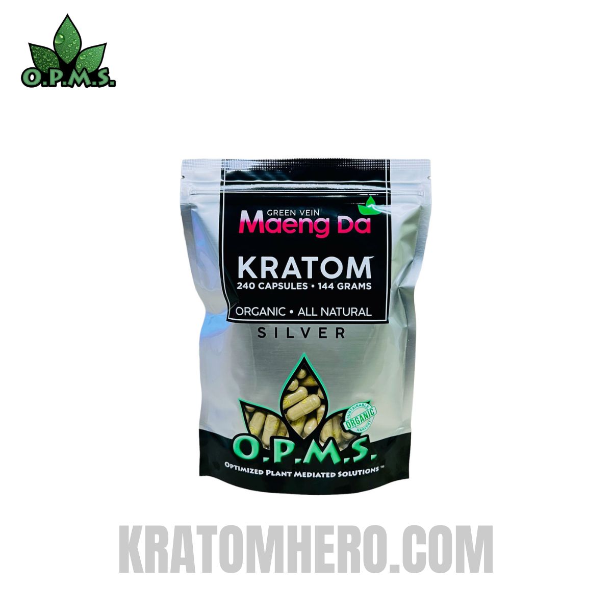 OPMS Green Vein Maeng Da Kratom Capsules - 240 Capsules