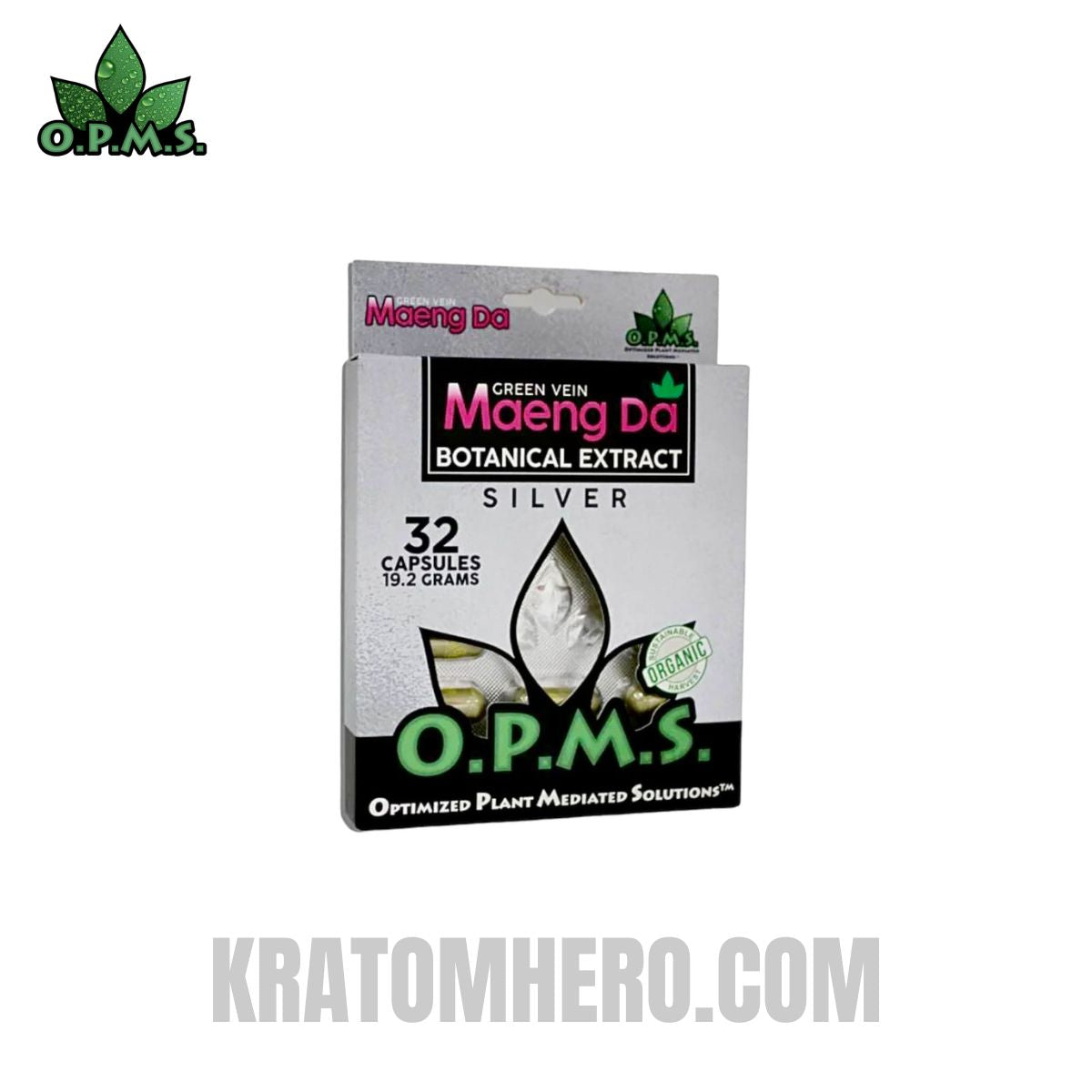 OPMS Green Vein Maeng Da Kratom Capsules - 32 Capsules