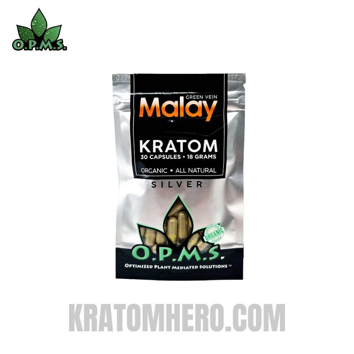OPMS Green Vein Malay Kratom Capsules - 30 Capsules
