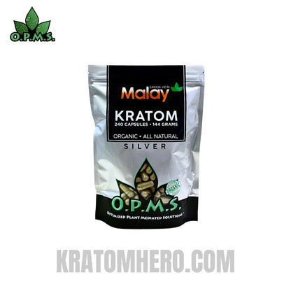 OPMS Green Vein Malay Kratom Capsules - 240 Capsules