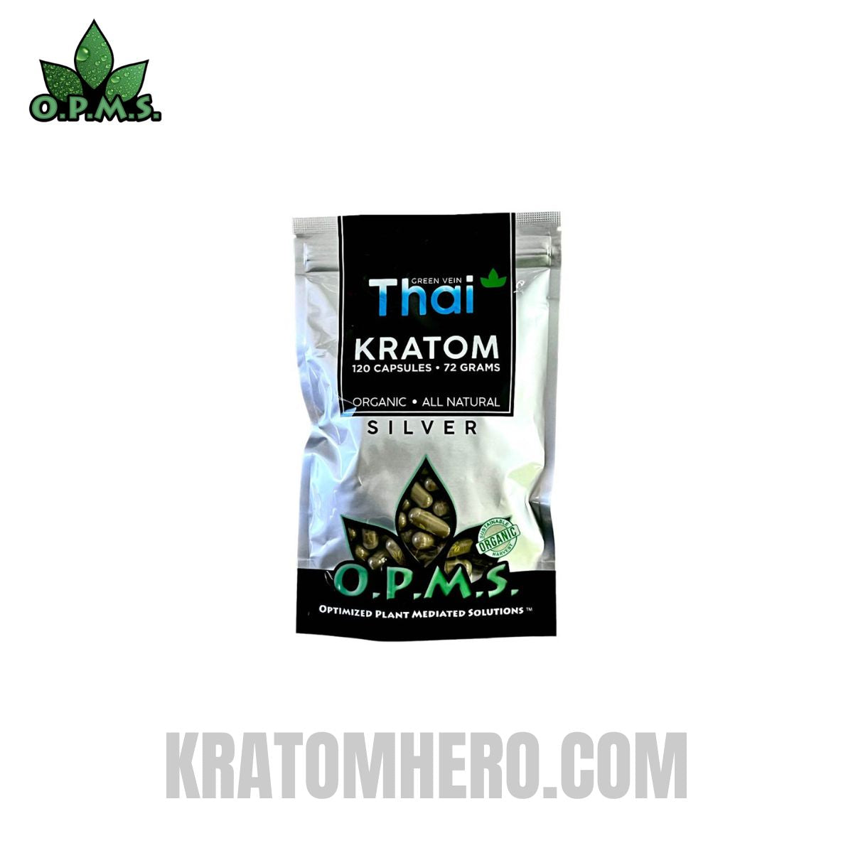 OPMS Green Vein Thai Kratom Capsules - 120 Capsules
