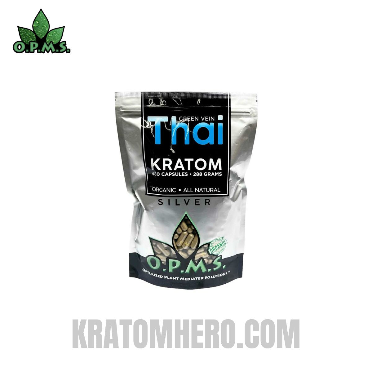 OPMS Green Vein Thai Kratom Capsules - 480 Capsules