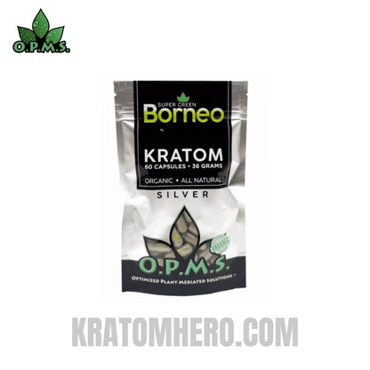 OPMS Silver Super Green Borneo Kratom Capsules - 60 Capsules
