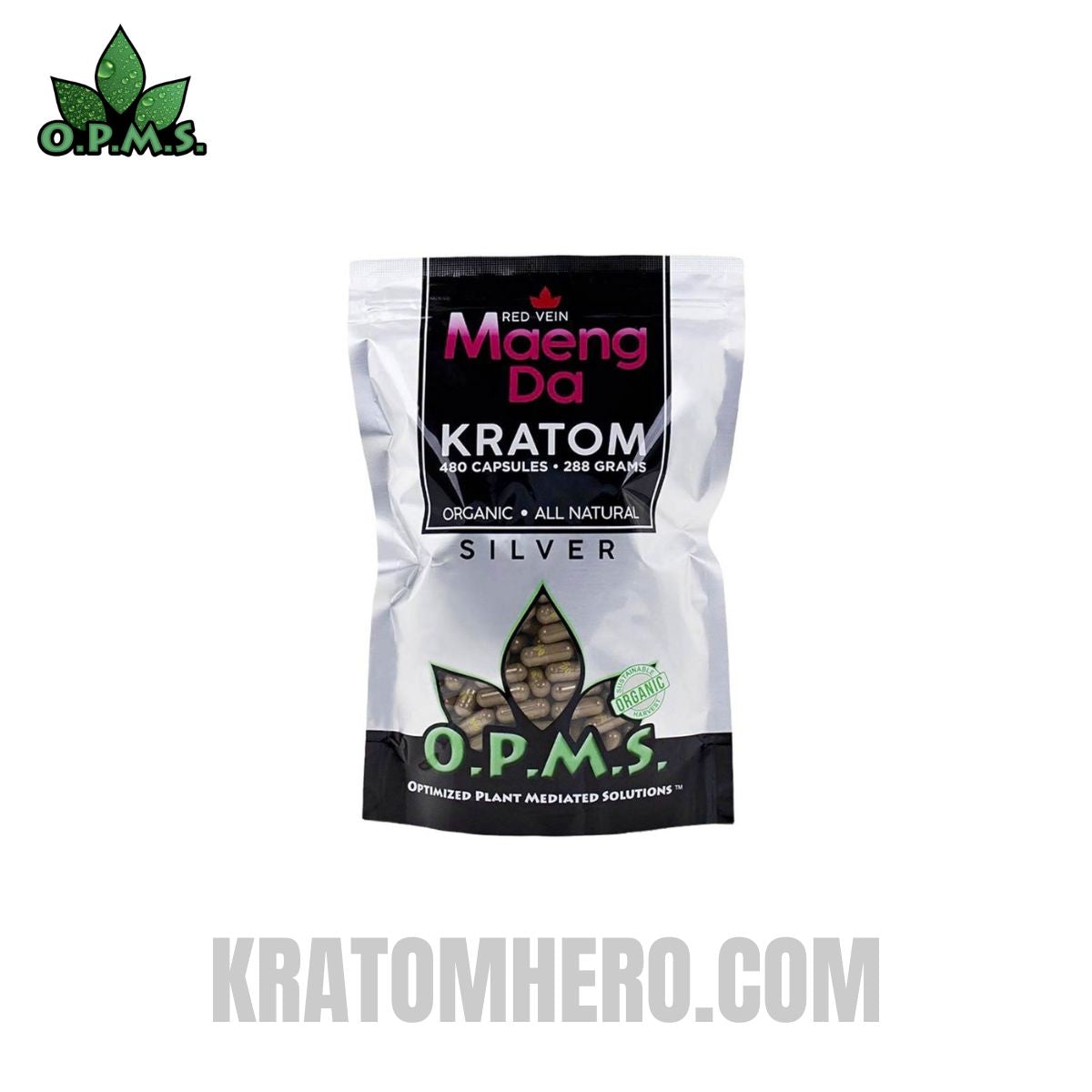 OPMS Silver Red Vein Maeng Da Kratom Capsules - 480 Capsules