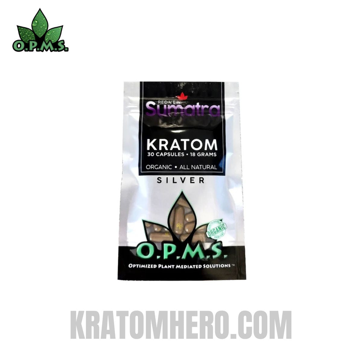 OPMS Silver Red Vein Sumatra Kratom Capsules