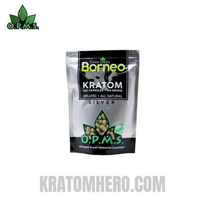 OPMS Silver Super Green Borneo Kratom Capsules - 240 Capsules
