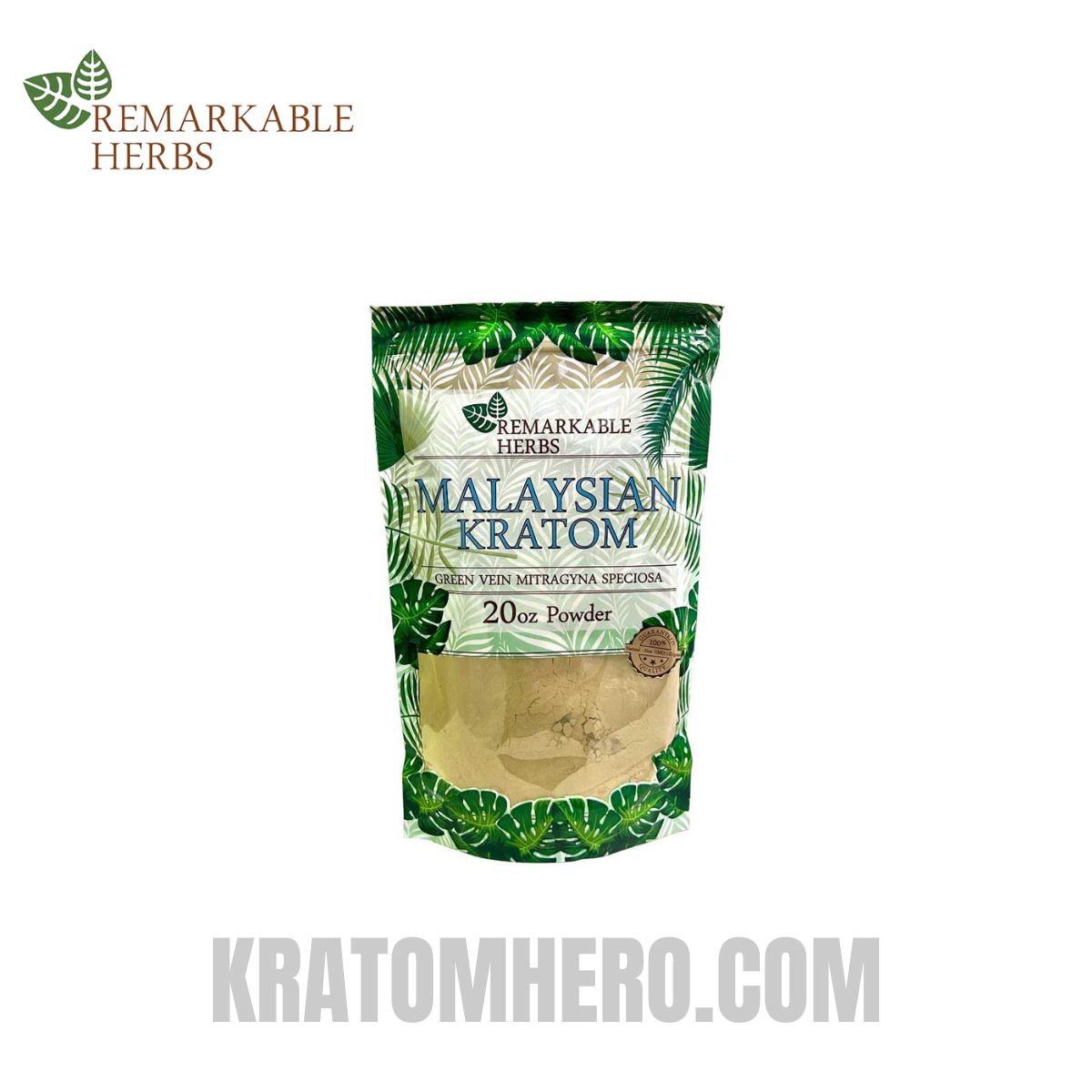 Remarkable Herbs Green Malaysian Kratom Powder - 20oz