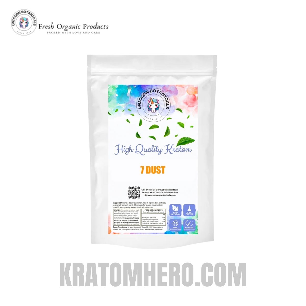 Unicorn Botanicals 7 Dust Kratom Powder