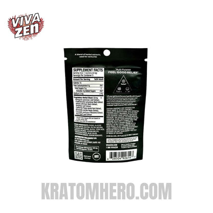 Viva Zen Kratom Infused Gummies 20mg - Back side view