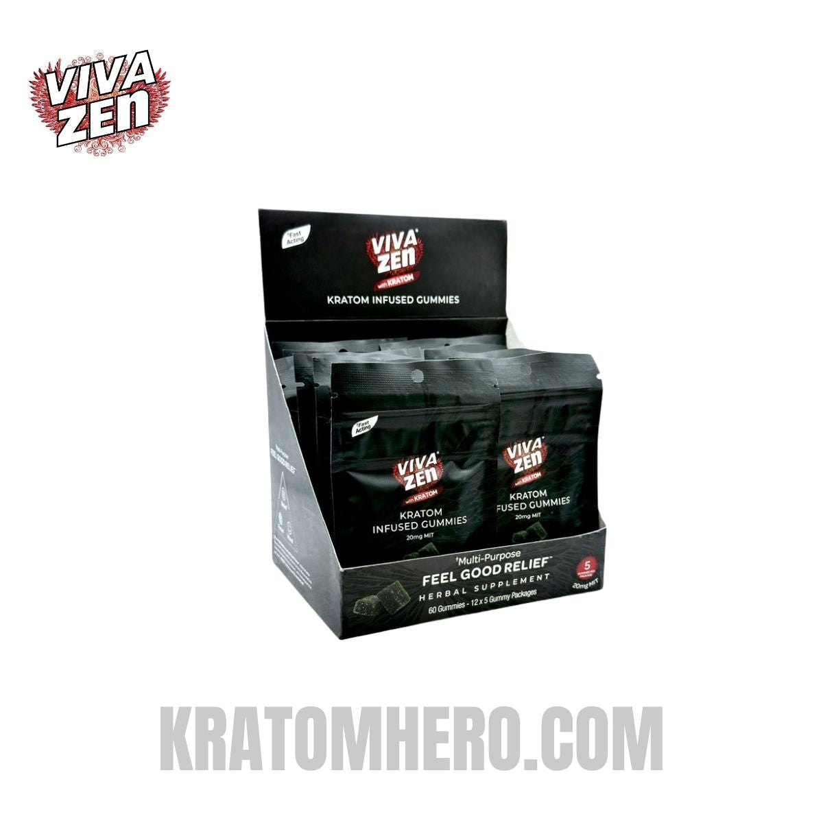 Viva Zen Kratom Infused Gummies 20mg - box