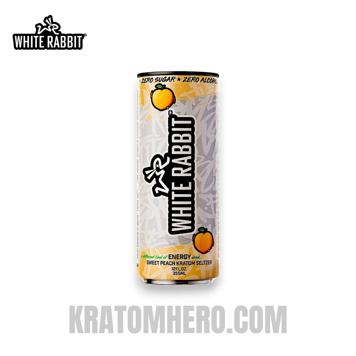 White Rabbit Kratom Seltzer Sweet Peach 12oz