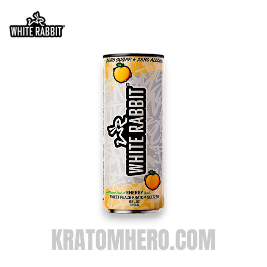 White Rabbit Kratom Seltzer Sweet Peach 12oz